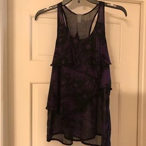 Purple ruffle razor back tank